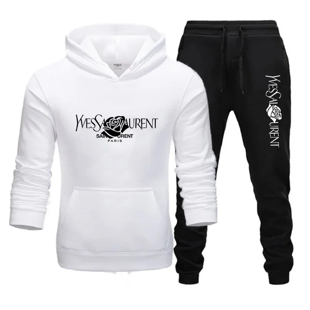 Trainingspakbroek voor heren Casual hoodies + lange broek 2-delige set Modeprint Outdoorkleding Sportjoggingkleding