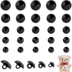 300pcs Black Crafts Eyes 5 Sizes Animal Eyes Round Domed Buttons Black Mushroom Eyes Sewing Shank Button Solid Eyes for Crochet