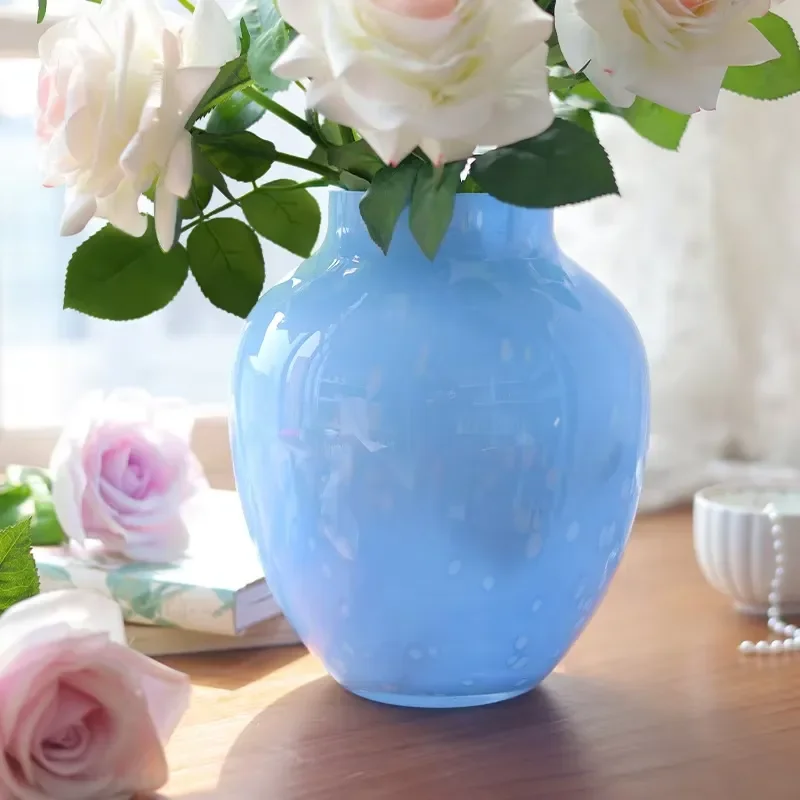 Retro Glass Flower Vase High End Lacquered Hydroponic Arrangement Modern Home Decoration Utensil For Living Room Desktop