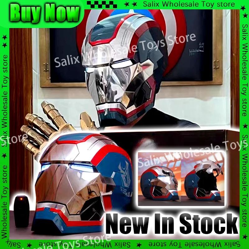 

Iron Man 1:1 Mk5 Helmet Patriot Avengers Cosplay Electric Open Close Chinese English Voice Remote Control Gifts Customized