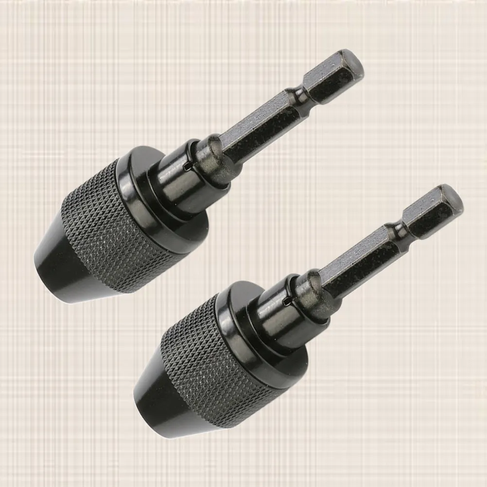 

2pc Keyless Chuck 0.3-6.5Mm Aluminum Alloy Bit Holder Adapter For Impact Driver Drill Use Non- Bits Tool Parts