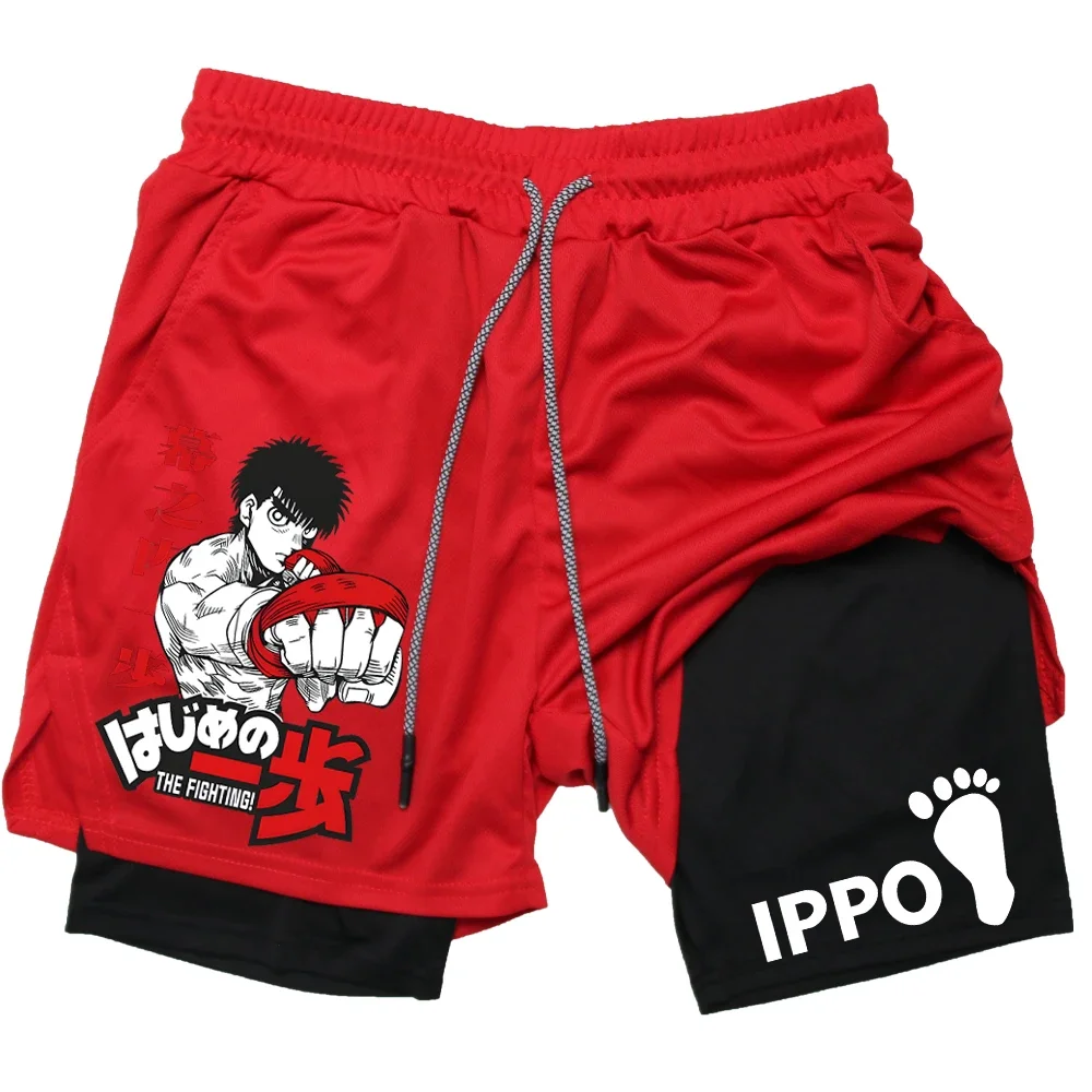 IPPO Anime Pantaloncini da palestra Uomo Boxe Gotico Manga Pantaloncini da performance a compressione 2 in 1 Pantaloni corti da atletica ad asciugatura rapida Estate