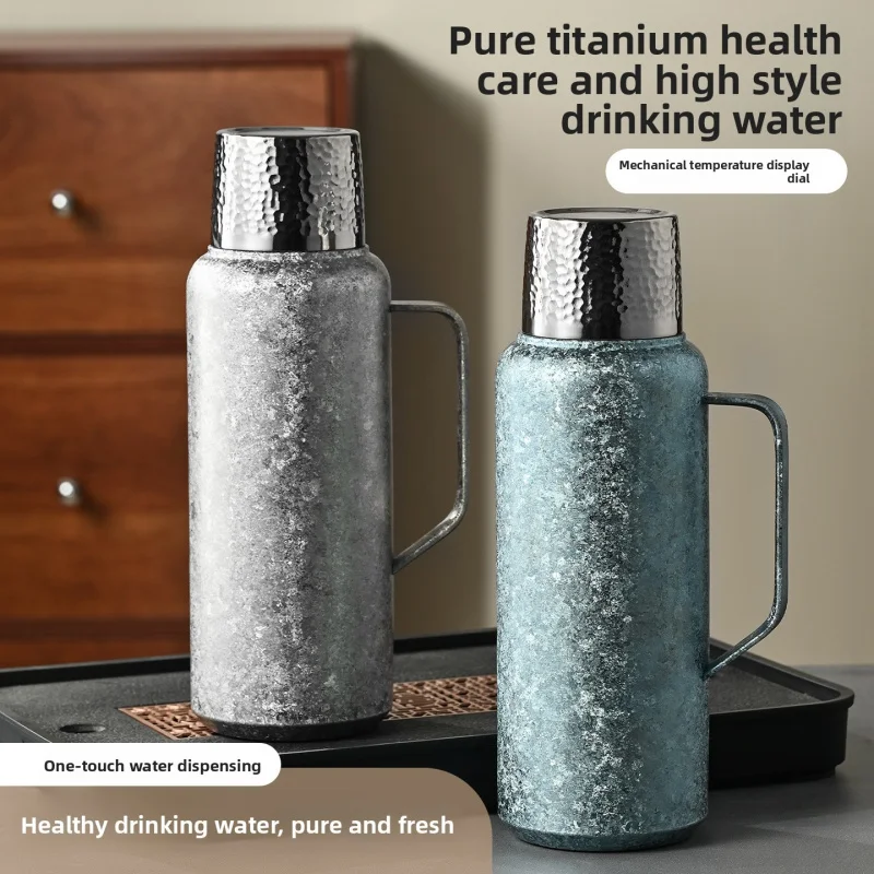 Inner Outer Pure Titanium Heirloom Pot Mechanical Temp Detachable Lid Tea Cup Large Thermos For Home Business Holiday Presents