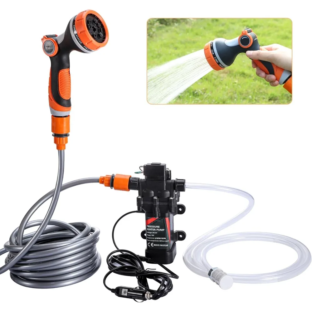 

Portable Intelligent Electric Pressure Washer Pump 120W 80PSI 12V Portable Pressure Powerful Washing Kit for Home, Car, Garden,