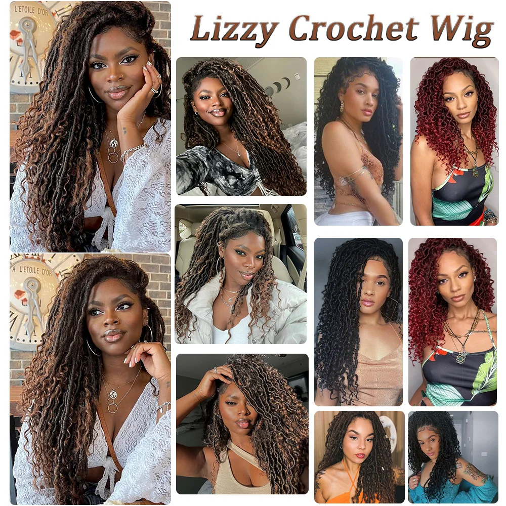 Black Faux Locs Braided Wigs Synthetic Full Double Lace Braided Braid Wig Curly Wavy Wigs for Black Women with Baby Hair