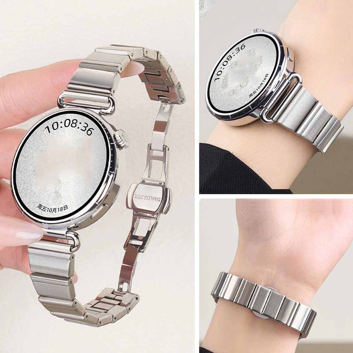 18mm Metal Strap For Huawei Watch GT7 GT6 GT5 GT4 41mm Luxury Stainless Steel Bands Women Bracelet For Huawei Watch 5 42mm Band