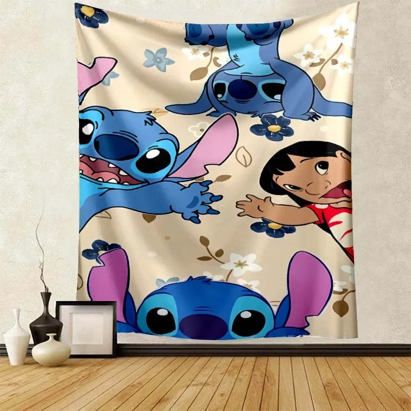 Cute Stitch Wall Hanging Living Room Bedroom Decorative Tapestry Wall Background Cloth Decorative  Aesthetic Children Party