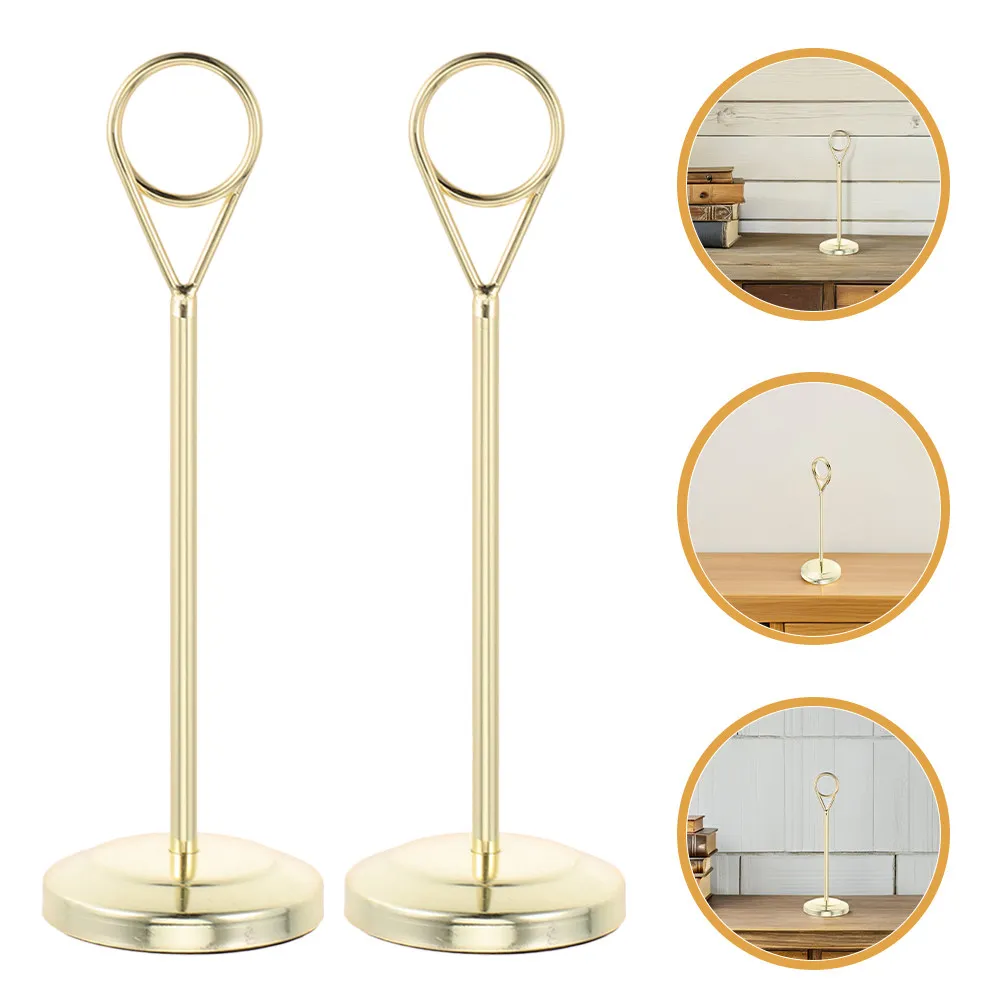 2Pcs Wire Photo Clip For Wedding Table Christmas Dinner Table Elegant Stainless Steel Card Note Mirror