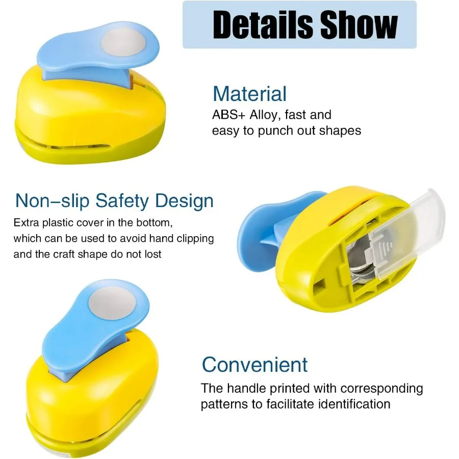 ชุดเจาะรูสำหรับงานฝีมือ 3 ชิ้น ขนาด 21 และ 5/8 นิ้ว พร้อมใบมีดตัดสติกเกอร์ 10 ชิ้น สำหรับทำการ์ด สมุดภาพ DIY อัลบั้ม
