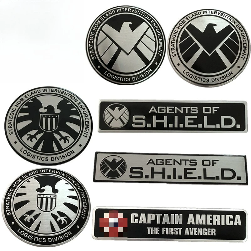 

High-quality Car Modification Metal 3D Stereoscopic Car Stickers S.H.I.E.L.D. Body Decoration Scratches Cover