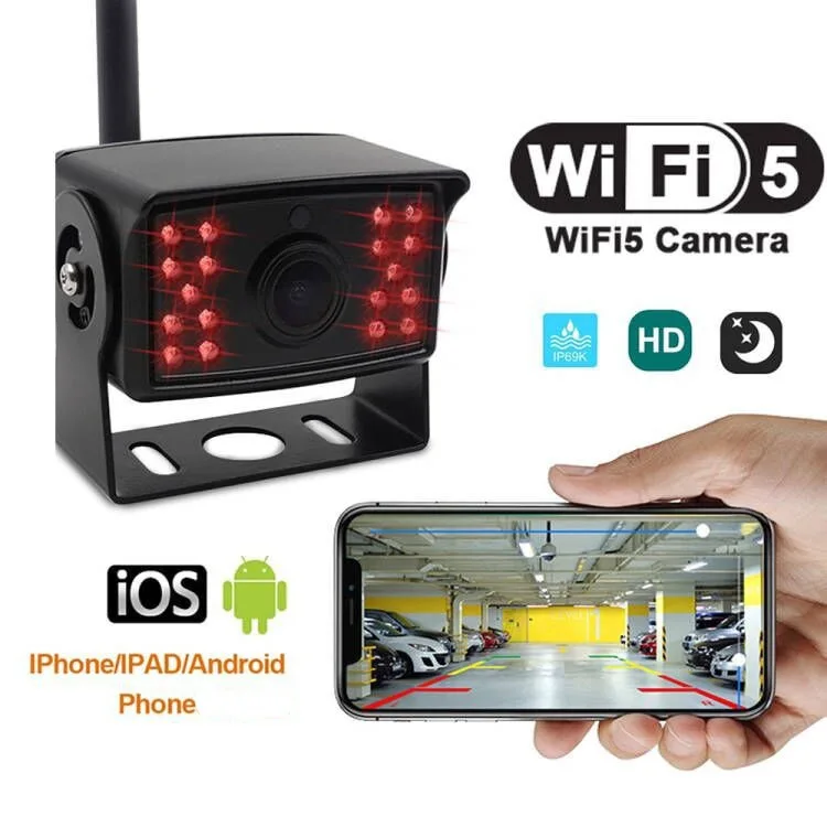 CareDrive CC980-W Infrared LED WiFi Reverse Camera Night Vision Wireless Monitoring System for Trucks Trailers Car Reversing Aid
