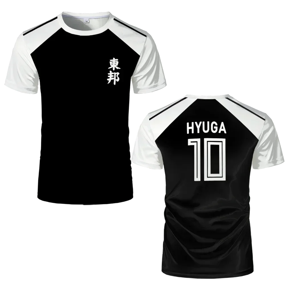 Captain Tsubasa Anime Tshirt Hyuga Animation Cosplay Short-sleeved 3D Printed Football Jersey T-shirts Mens Designer Clothes