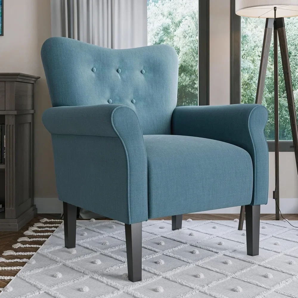 Modern living room coffee chair, high-back armchair, padded wing-back side chair, padded armchair with armrests, armchair club