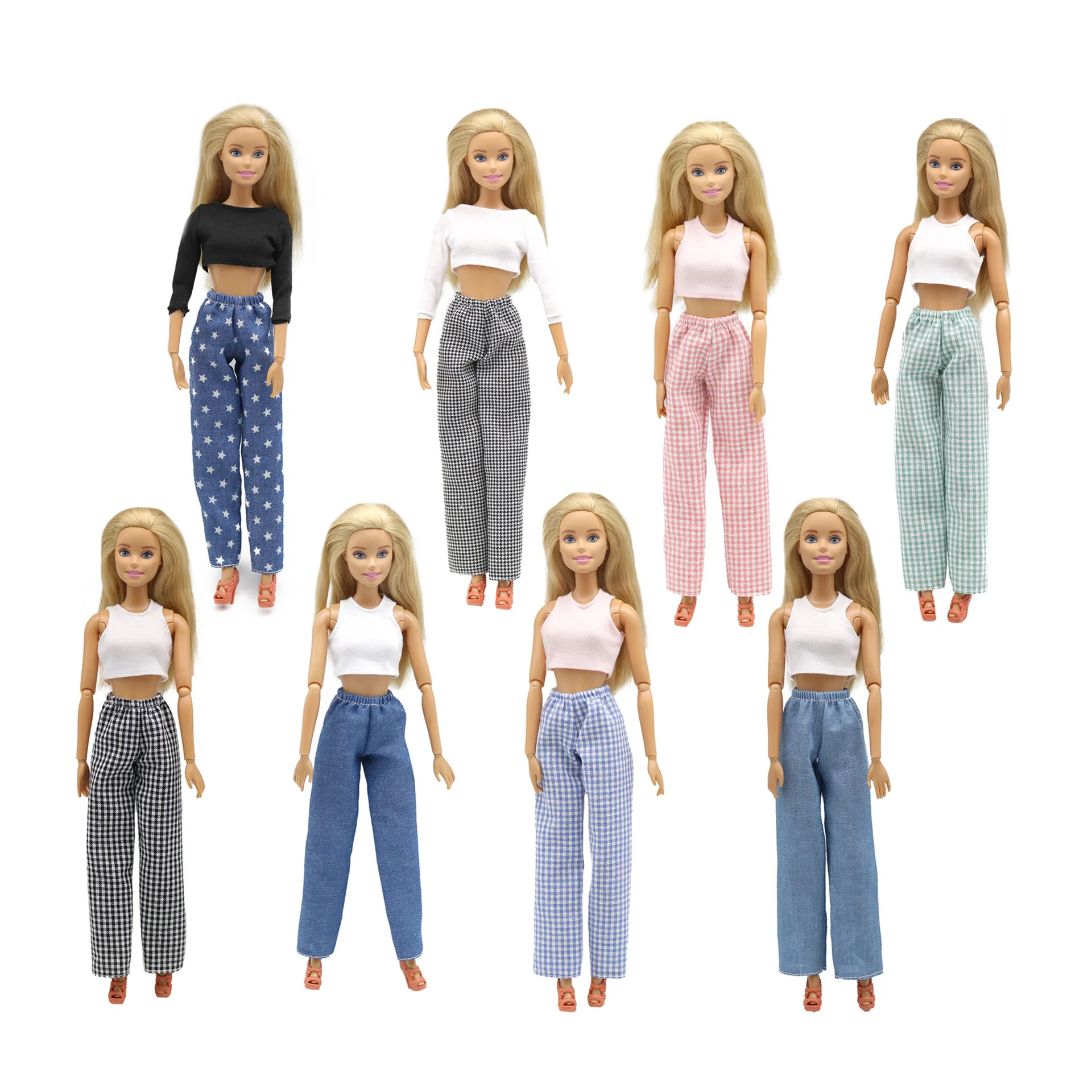 Clothes for Barbie Doll Fashion Sleeveless Top Denim Pants Set Trousers 1/6 BJD Blyth Doll house Miniature Items Girls Toys JJ