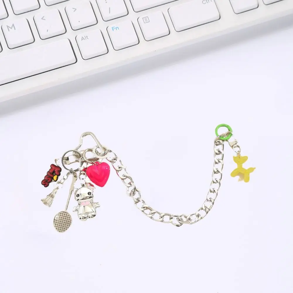 

Alloy Heart Locket Keychain Hanging Bag Decoration Badminton Couple Keyring Trinket Ins Kitty Cat Bag Pendant