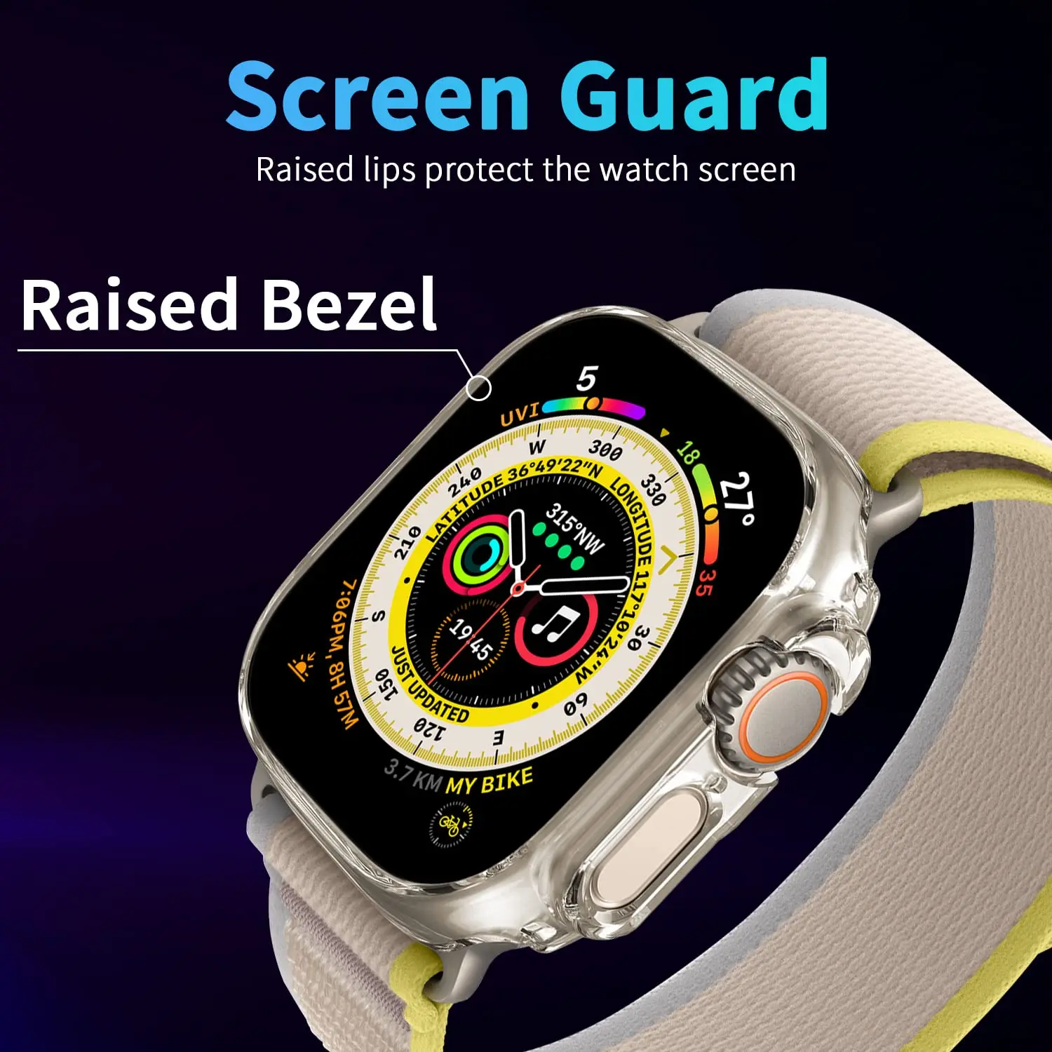 Kaca + casing untuk Apple Watch Ultra2 49mm tali jam tangan pintar PC Bumper + pelindung layar penutup antigores iwatch Seri Aksesori tali