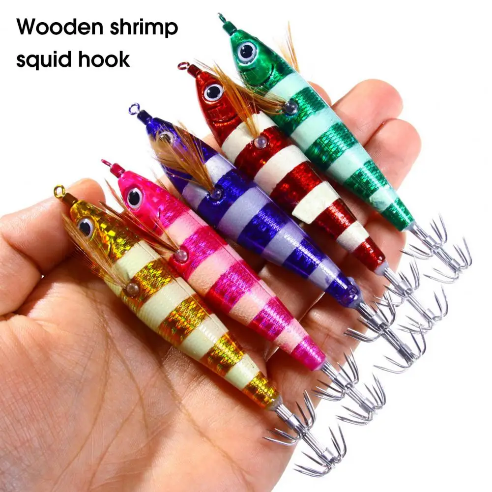 2 Hooks 10.5cm/9.5g Simulation Wood Shrimps Squid Hook Jigging Fishing Lures Fishing Lure Trout Pike Bass Tackle Fishing Lure