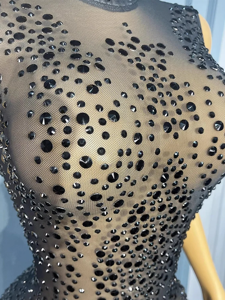 Alta calidad estampado en caliente Sexy ver a través de malla mono elástico 2025 nueva moda ropa de mujer personalizada