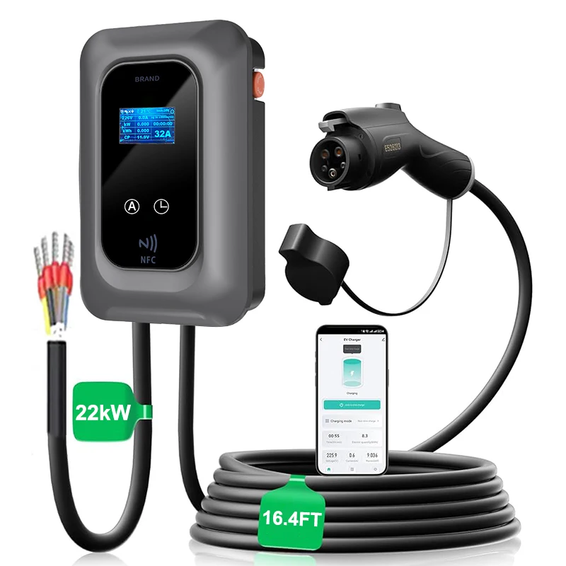 Station de charge rapide pour véhicule, maison Ac 22kw 32a, boîte murale Type 1 11kw Typ 2 7.4kw, boîte murale Type 2 Ev, chargeur pour voiture électrique