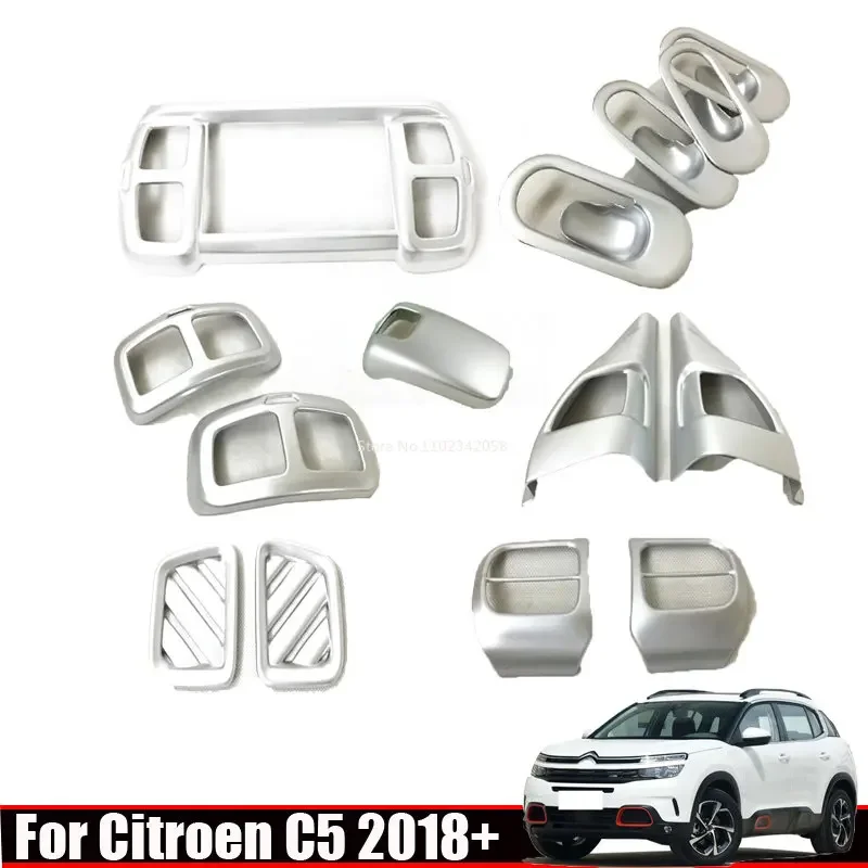 For Citroen C5 Aircross 2018-2022 Interior Car Accessories ABS chrome navigation door Handle Bowl A Pillar horn air outlet Cover