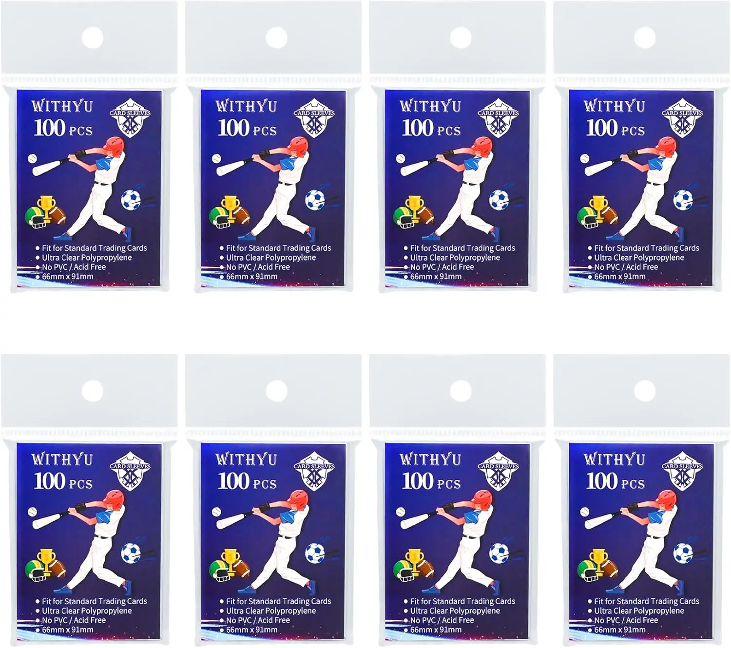 

800 Pcs Ultra-Clear Soft Trading Card Sleeves, Top Loading, 2.5"x3.5" for Standard Cards