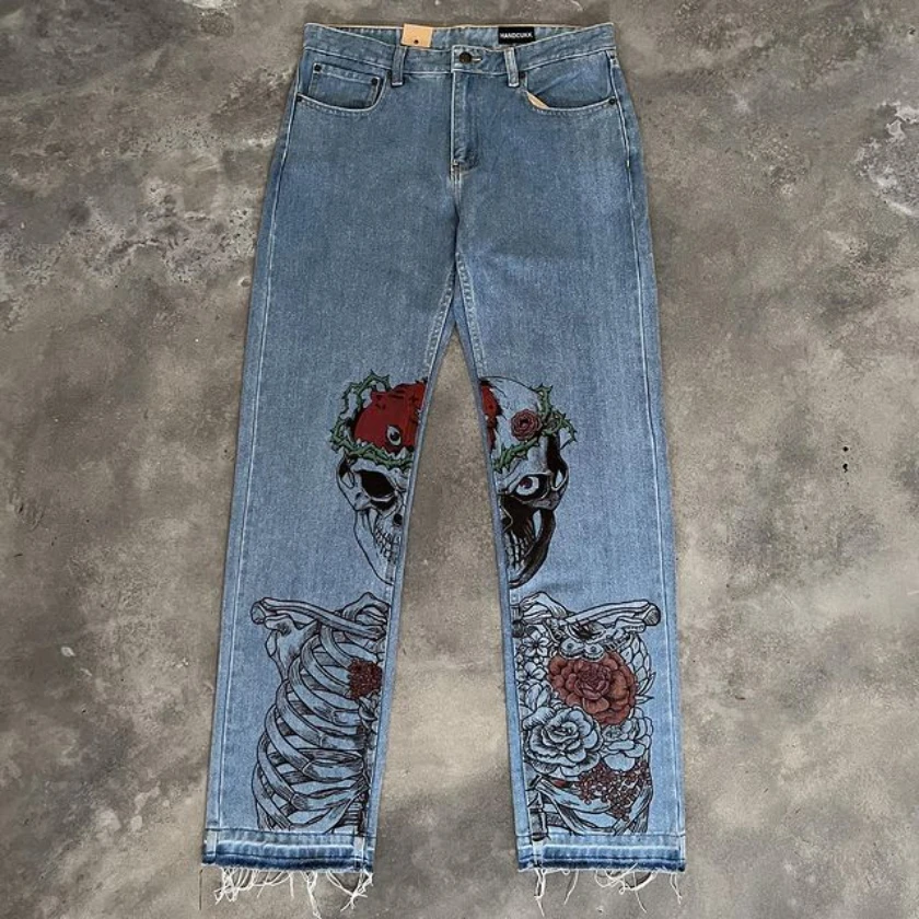 Limited custom-made Japanese anime character jeans 2024 new street men and women loose casual y2k straight pants cargo pants