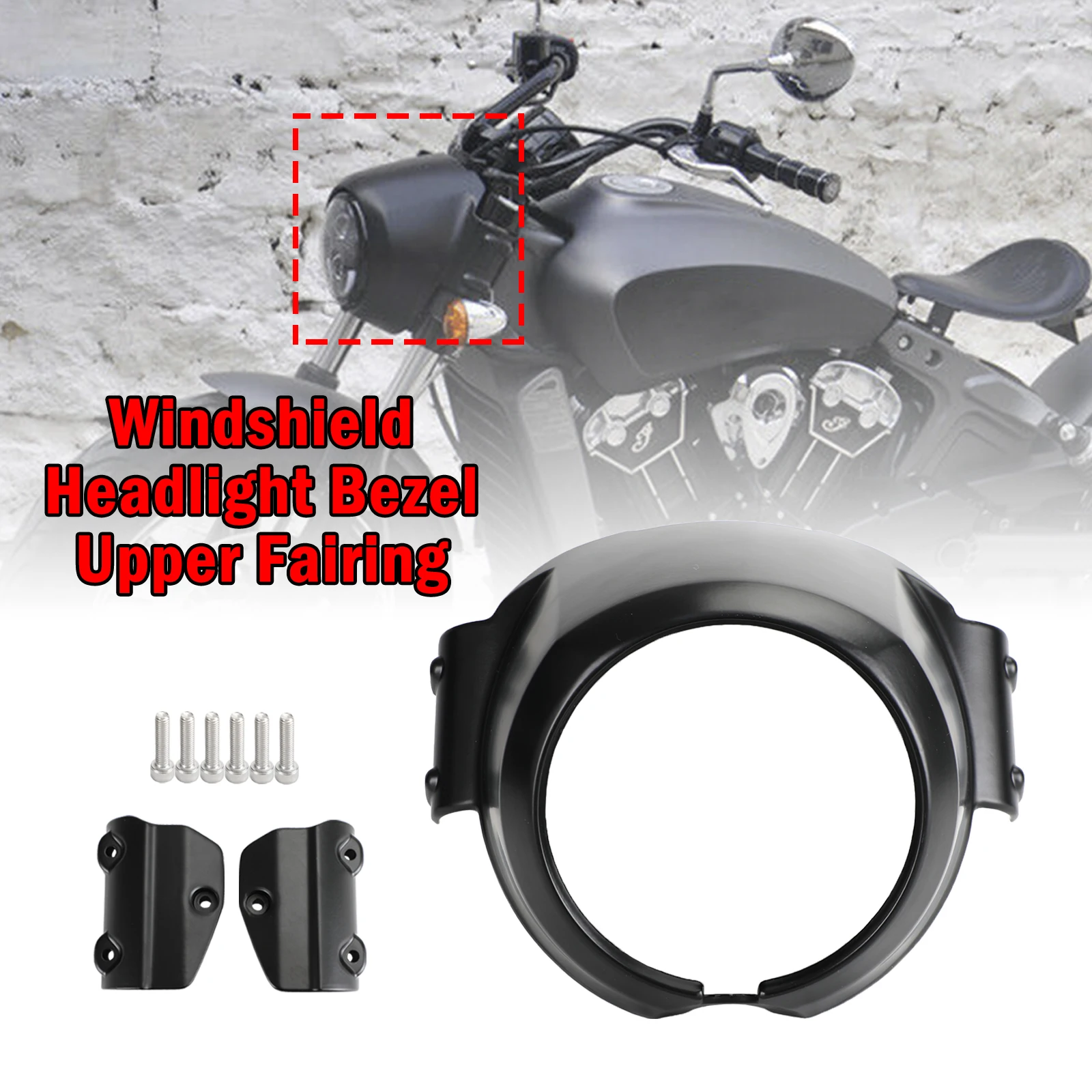 Artudatech Windshield Headlight Bezel Upper Fairing fit for Indian Scout 2015 2016 2017 2018 2019 2020 2021 2022