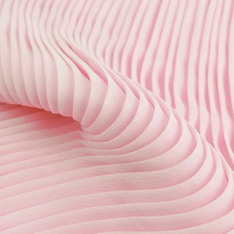 Crumpled Pleated Chiffon Fabric 100x150cm Solid Color Accordion Pleated Fabric for Hanfu Clothing Sewing Breathable Textile