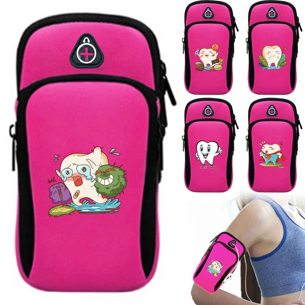 Sundries Storage Bag Running Jogging Mobile Phone Protective Bags Running Mobile Phone Arm Bag Sports Phone Armband Teeth Series