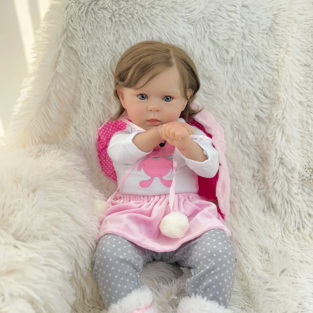 BZDOLL Boneca Reborn Realista de 50 CM (20 Polegadas), Feita à Mão com Pele 3D e Corpo de Pano com Veias, Boneca Doce e Fofa, Presente de Aniversário Perfeito