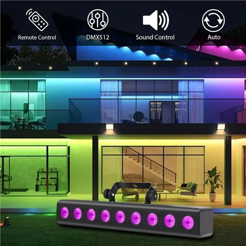 A01F-DJ Lights Bar,36W LED 4In1 RGBW Stage Light With Remote Control Sound Activated Uplights US Plug