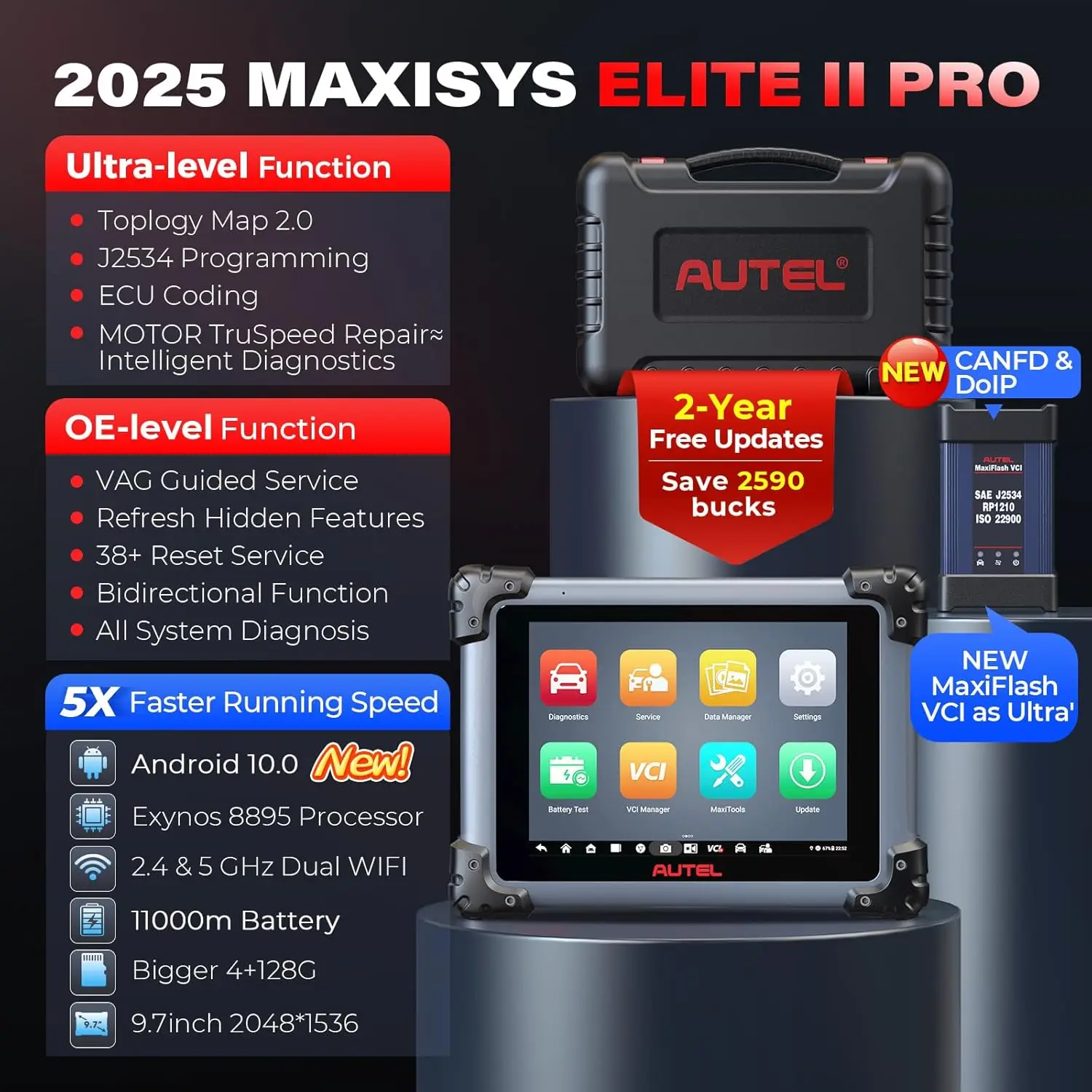 Autel MaxiSYS Elite 2 PRO الماسح الضوئي Elite II PRO أدوات تشخيص السيارات J2534 ECU برمجة الترميز موتور TruSpeed الماسح الضوئي #3