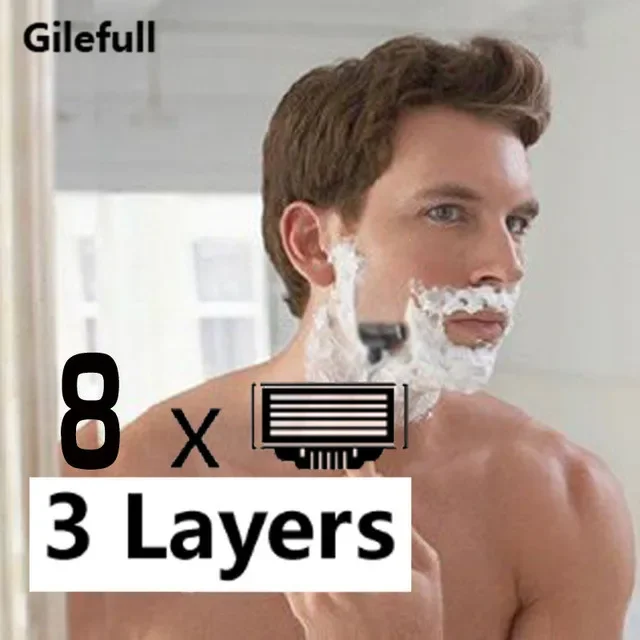 8 pz/set lame da barba coltelli da rasoio da uomo, lame da rasoio per Mache 3 Cassette per testine di ricambio per macchine da barba