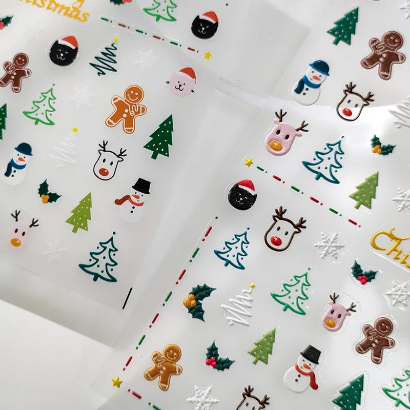

Premium 5D Thin Tough Nail Art Stickers Embossed Sheer Self Adhesive Christmas Fantasy for Women Holiday DIY Decor