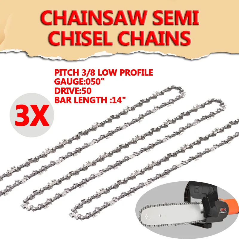 

3Pcs Chainsaw Semi Chisel Chains 3/8LP 0.05 For Stihl MS170 MS171 MS180 MS181 Electric Saw Drive Link Cutting Garden Hand Tool