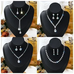 1 Set Of Fashionable And Simple Water Droplet Necklace, Earrings, Jewelry Set, Women's Wedding Banquet Party Daily Accessories