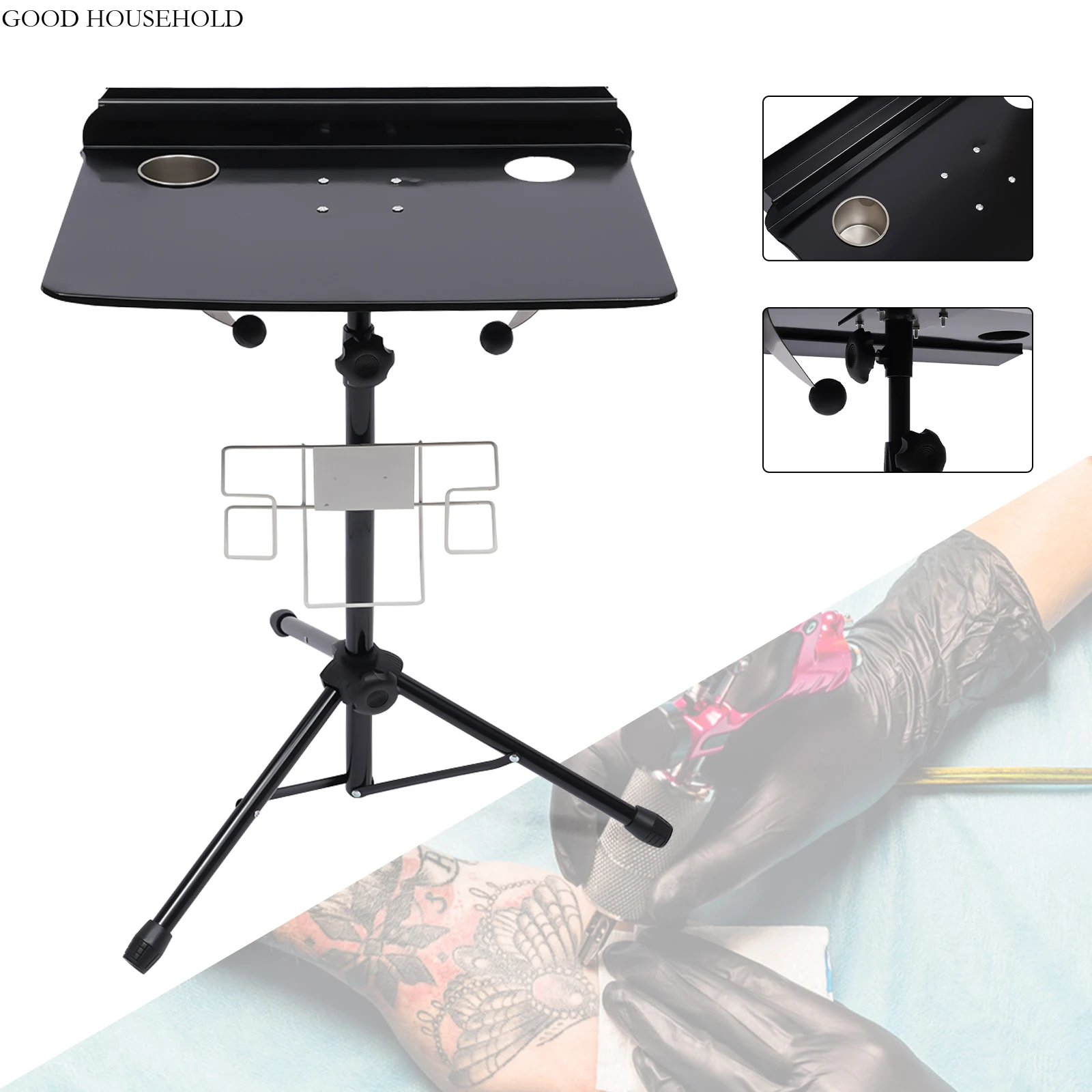 Mobile Metal Tattoos Tattoo Work Station Stand Tattoo Desk Table Adjustable New