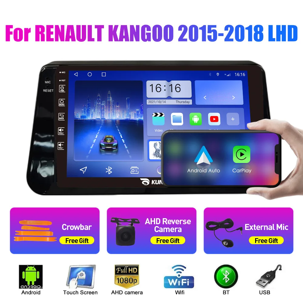 Suitable For Renault KANGOO2015-2018 Left Peptide 9 Inch Android Car Navigation GPS Reversing Image Integration