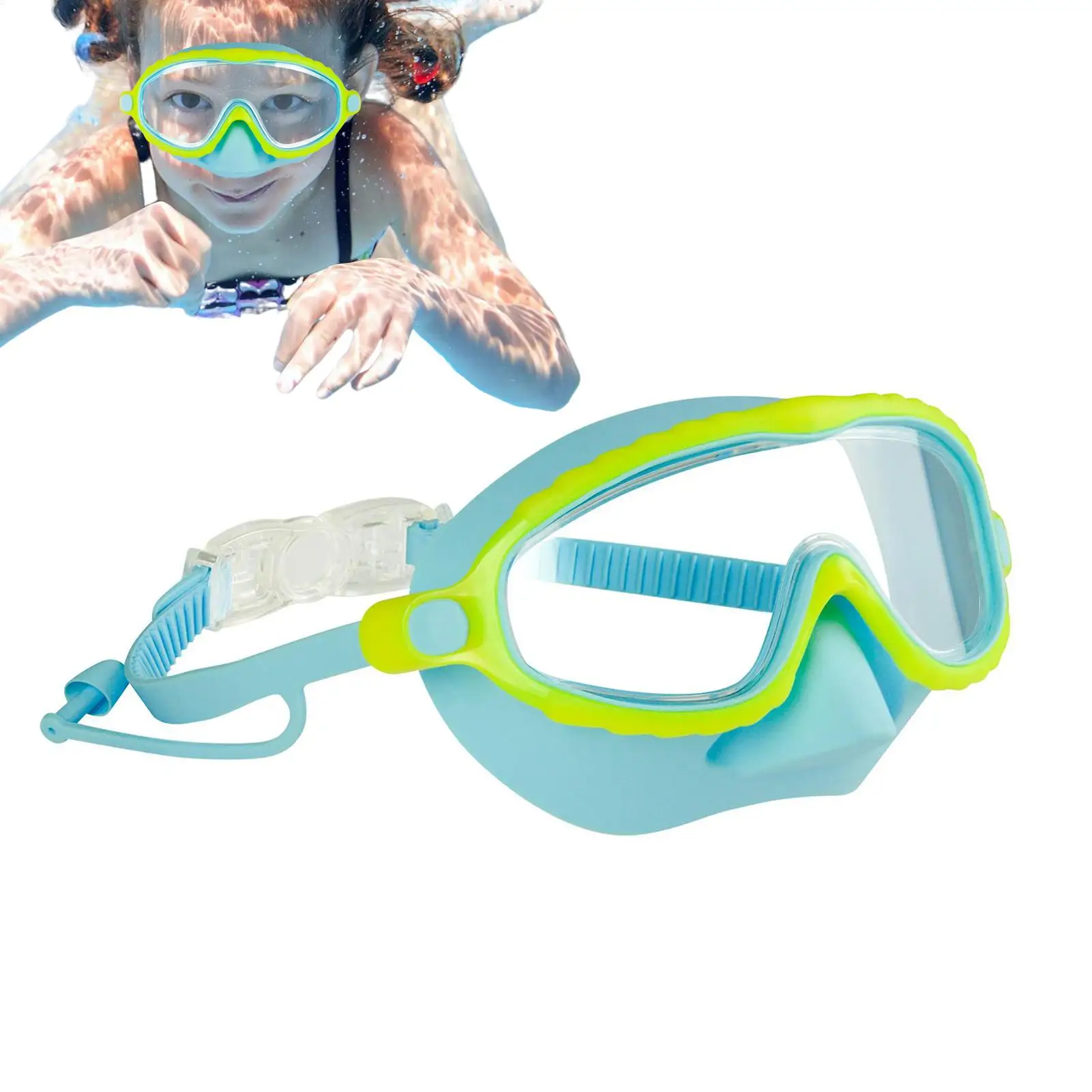 

Kids Swim Goggles With Nose Cover Snorkeling Glasses Gear Anti-Fog No-Leak Water-resistant Diving Pool Snorkeling Goggles Gear