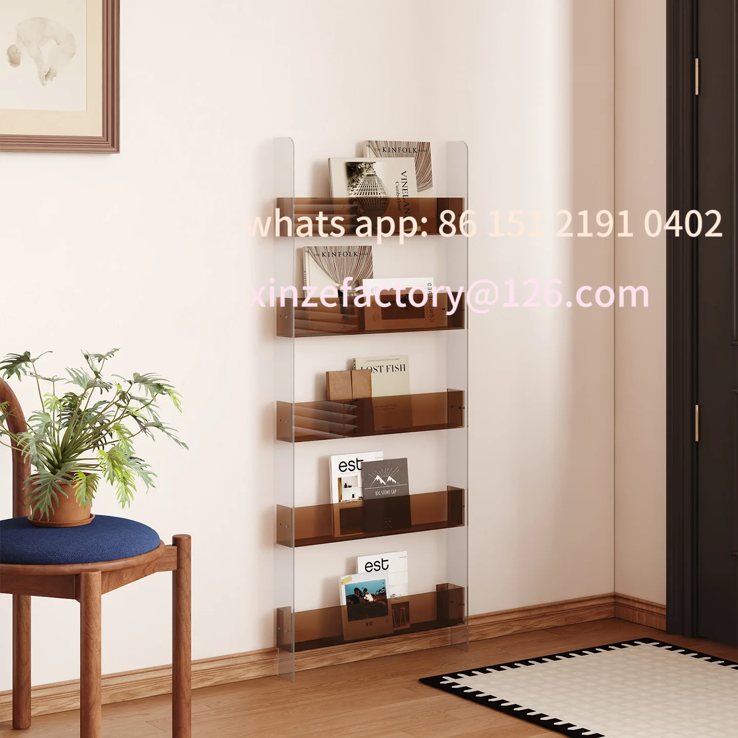 

Customizable Behind the Door Household Multilayer Bookshelf Floor-to-Wall Figure Narrow Edge Storage Shelf Solid Wood Board