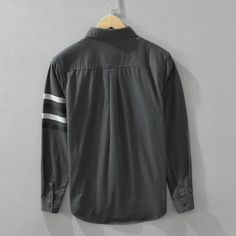 2024 Spring New Casual Solid Color 100% Cotton Long Sleeve Shirts for Men Clothing Simple Fresh Turn-down Collar Soft CM7210