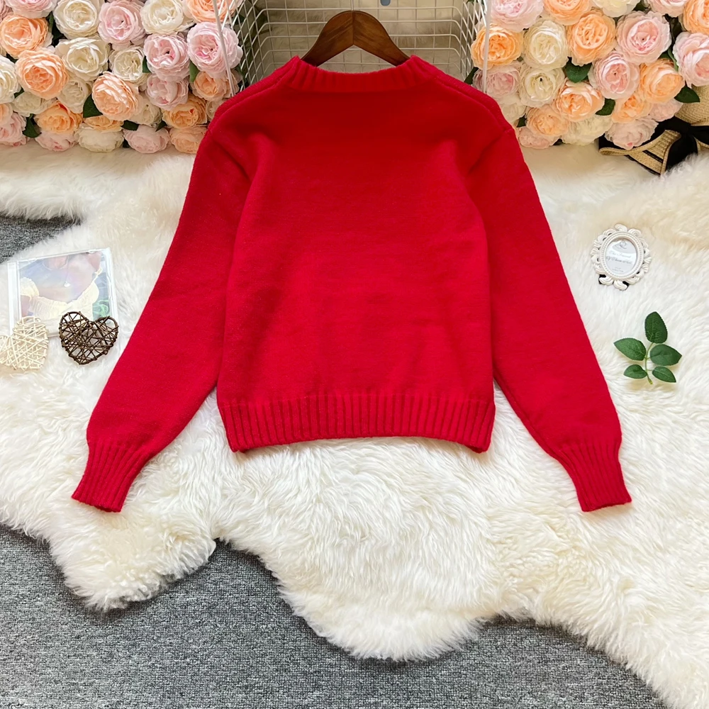 YuooMuoo Maglioni da donna 2025 Autunno Inverno Lettera lavorata a maglia Pullover a maniche lunghe Top Maglioni femminili Streetwear Abiti da donna