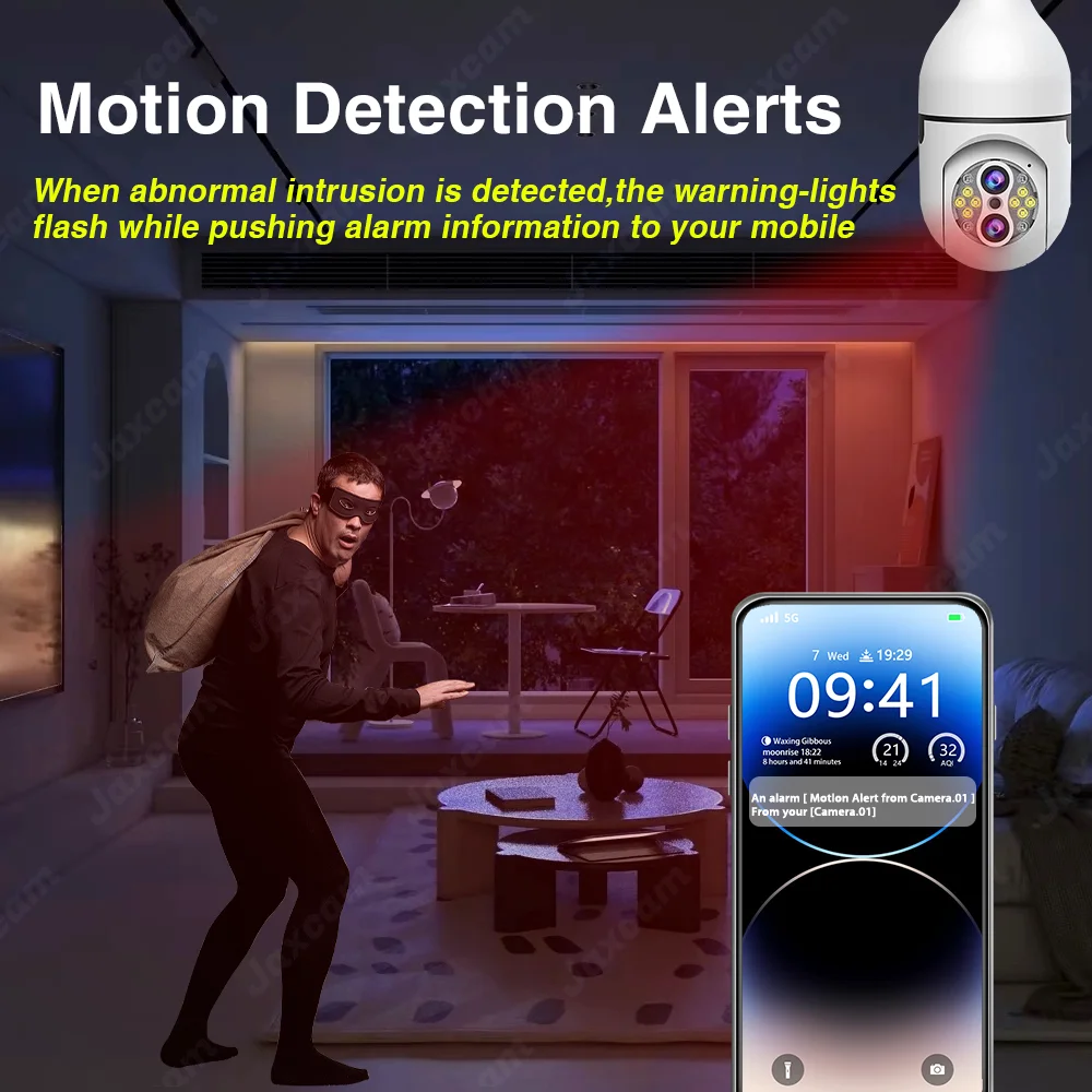 E27 Bulb Camera 10X Zoom 4K 8MP Auto Tracking Indoor Monitor Dual Lens Surveillance Security Protection WiFi Camera IPC360 Home