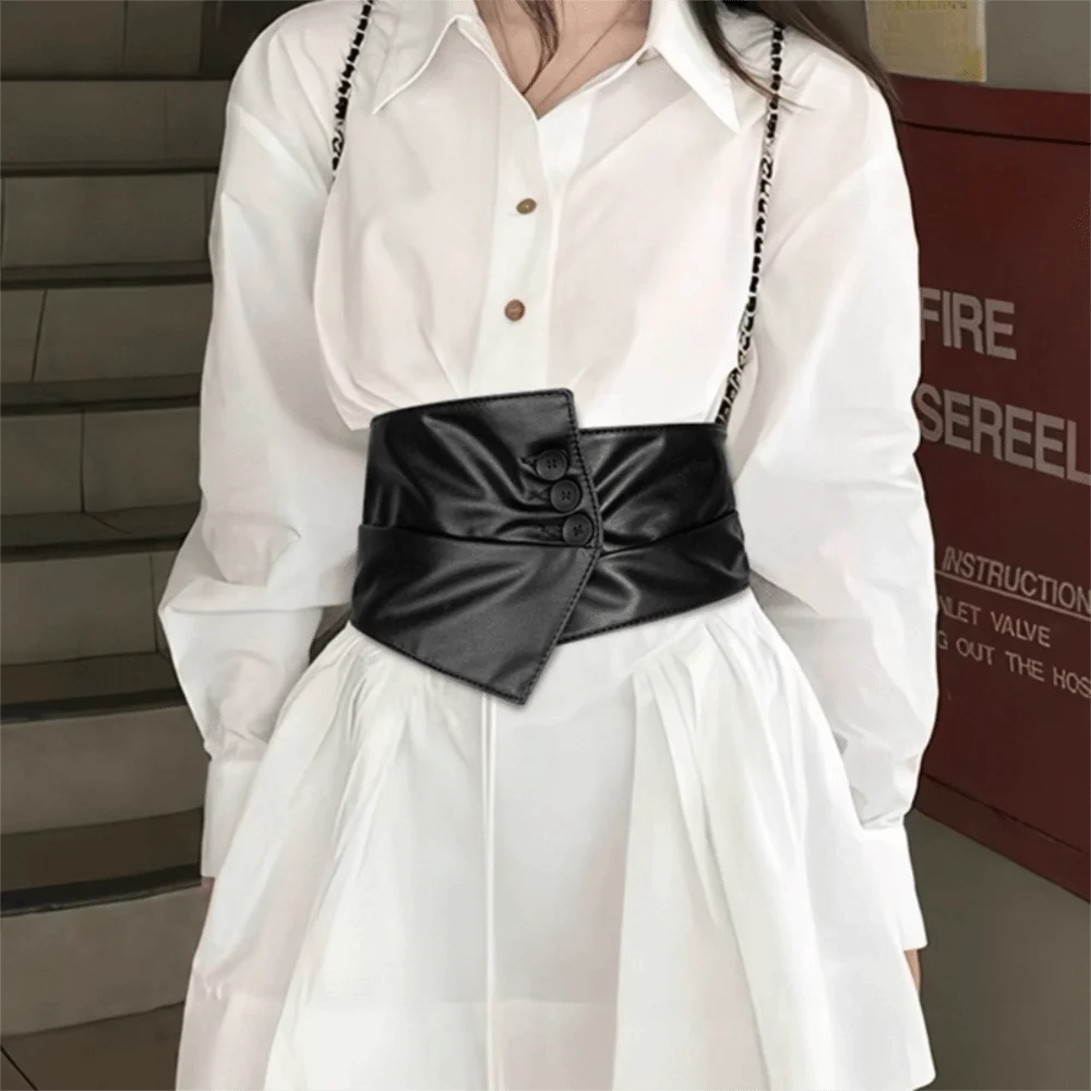 

Модный тканевый корсет из искусственной кожи Spicy Girl, однотонный широкий пояс, пояс для похудения, широкие пояса для невесты