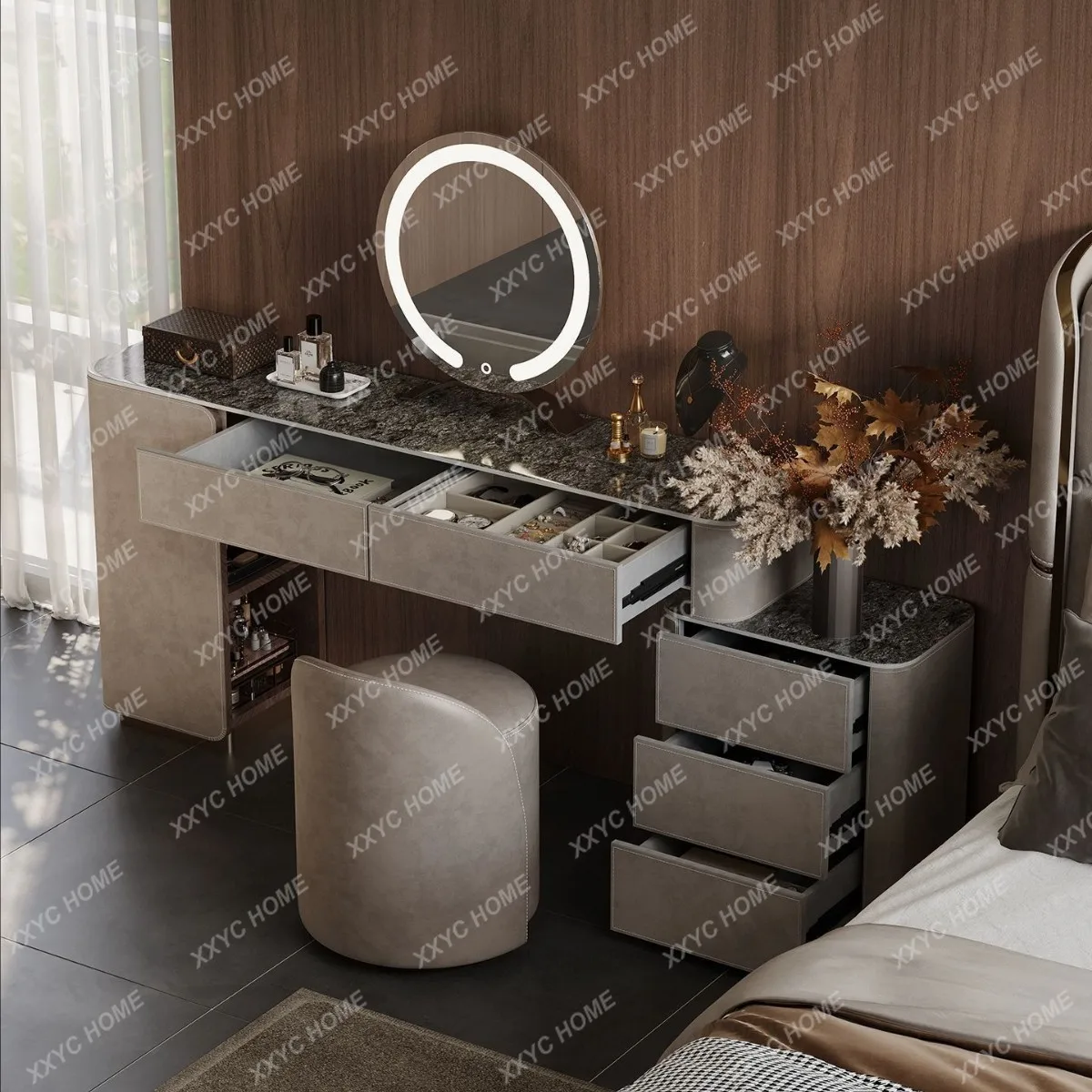 XX Light luxury slate dresser, villa master bedroom dressing table storage cabinet