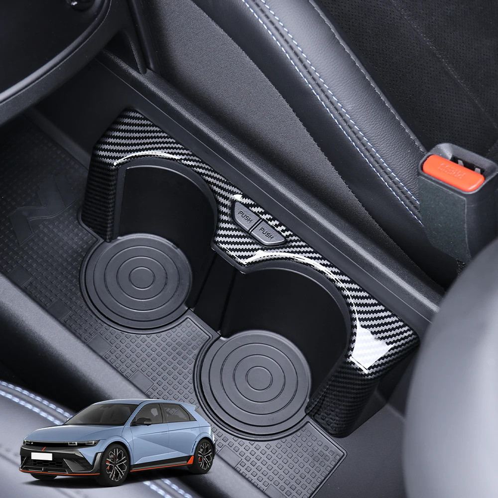 

For Hyundai IONIQ 5N 2024 2025 Accessories Carbon Fiber Style Central Console Water Cup Storage Box Trim Frame Cover LHD/RHD