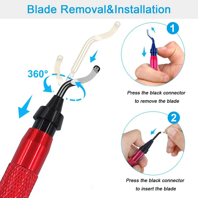 Deburring Tool Set With 11Pcs M2 High-Speed Steel Burr Removal Replacement Blades BS1010 For 3D Printed Edges, Metal