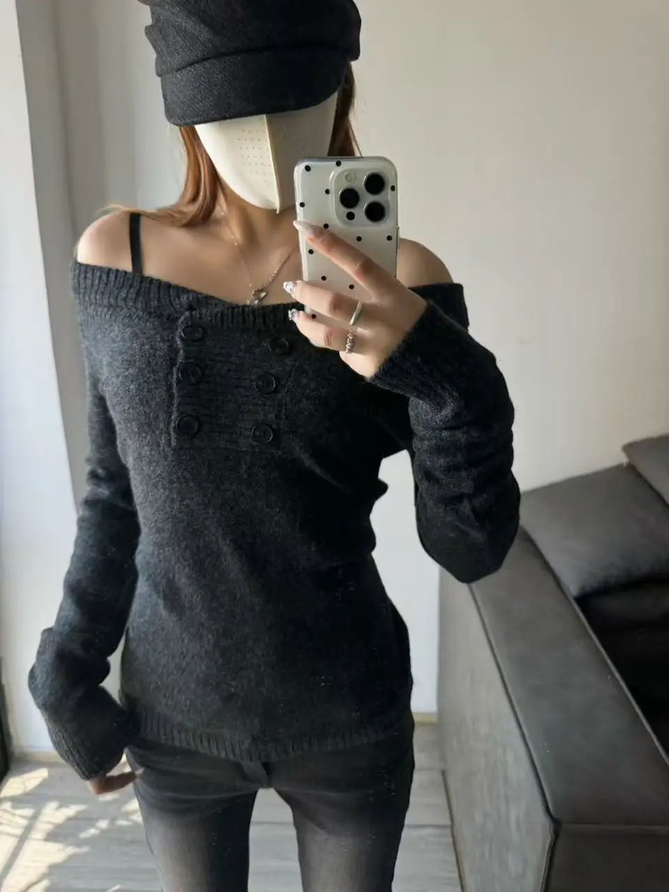 

Оригинальный свитер TheLike в корейском стиле, на одно плечо, из шерсти, вязаный, с открытым плечом, для дерзких девушек