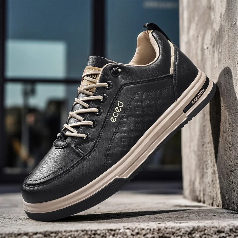 جديد الرجال أزياء عارضة أحذية من الجلد عدم الانزلاق مقاومة للاهتراء أحذية رياضية مريحة شقة الانزلاق على حذاء كاجوال أحذية الرجال #2
