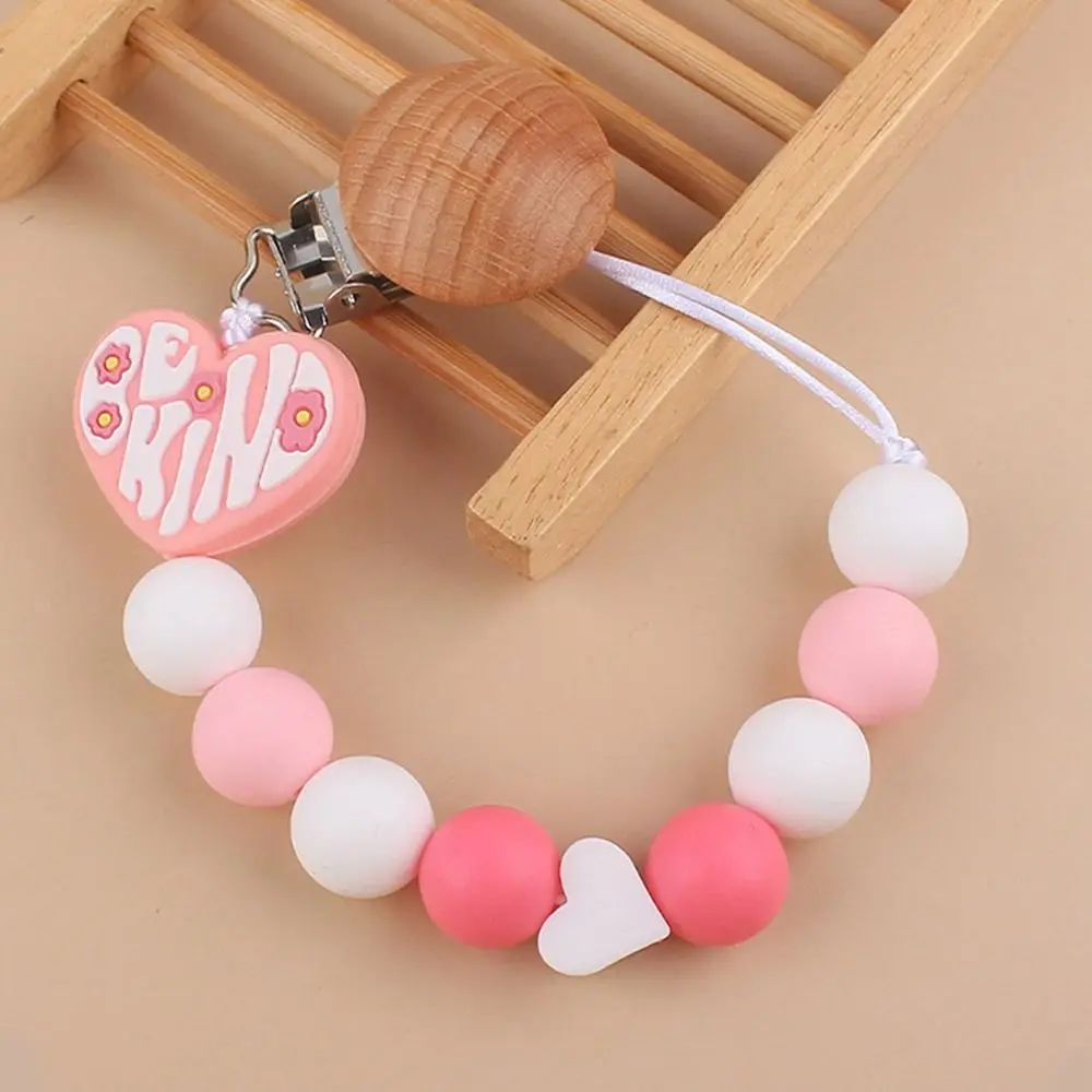 Dummy Clips Pacifier Holder Clips Soother Holder Wood Baby Pacifier Chain Anti-lost Silicone Baby Teether Toys Straps Children